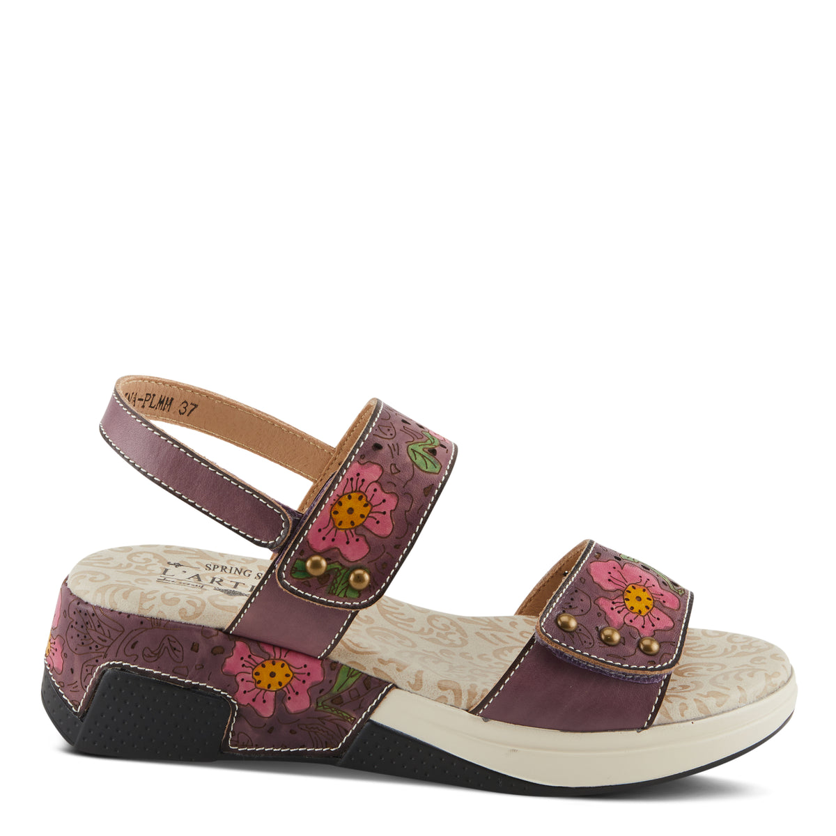 L'Artiste L'ARTISTE CAITLINA SANDALS sandal in plum multi with handcrafted leather design