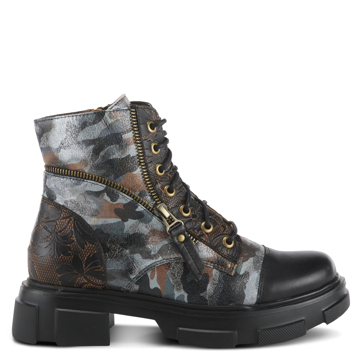 L'Artiste L'ARTISTE CARNELIAN BOOTIE boot in black multi with handcrafted leather design