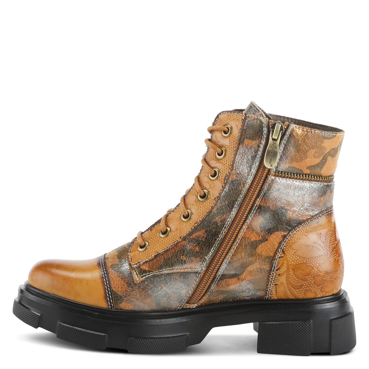 L'Artiste L'ARTISTE CARNELIAN BOOTIE boot in camel multi with handcrafted leather design