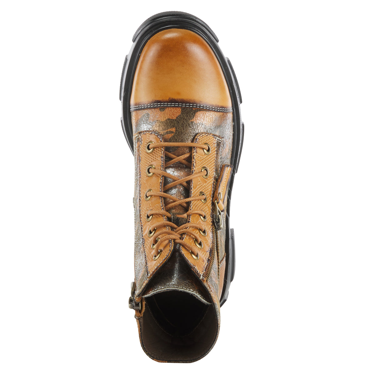 L'Artiste L'ARTISTE CARNELIAN BOOTIE boot in camel multi with handcrafted leather design