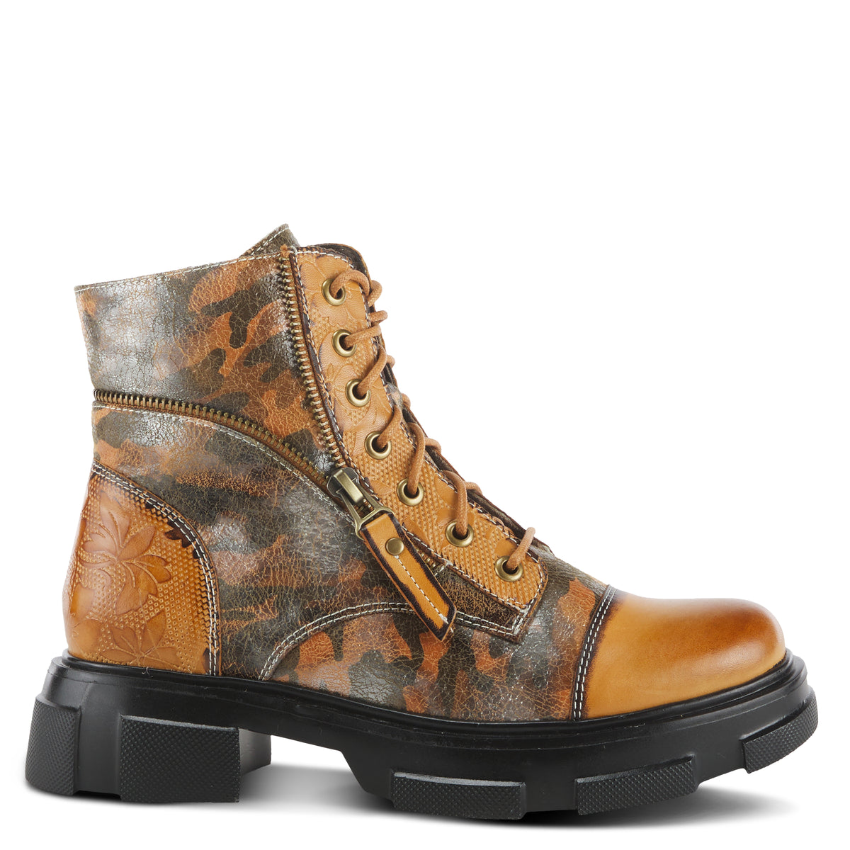 L'Artiste L'ARTISTE CARNELIAN BOOTIE boot in camel multi with handcrafted leather design