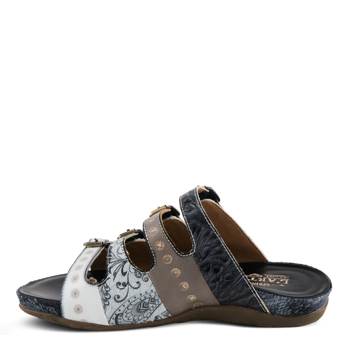 L'Artiste L'ARTISTE CHAIMA SANDALS sandal in grey multi with handcrafted leather design