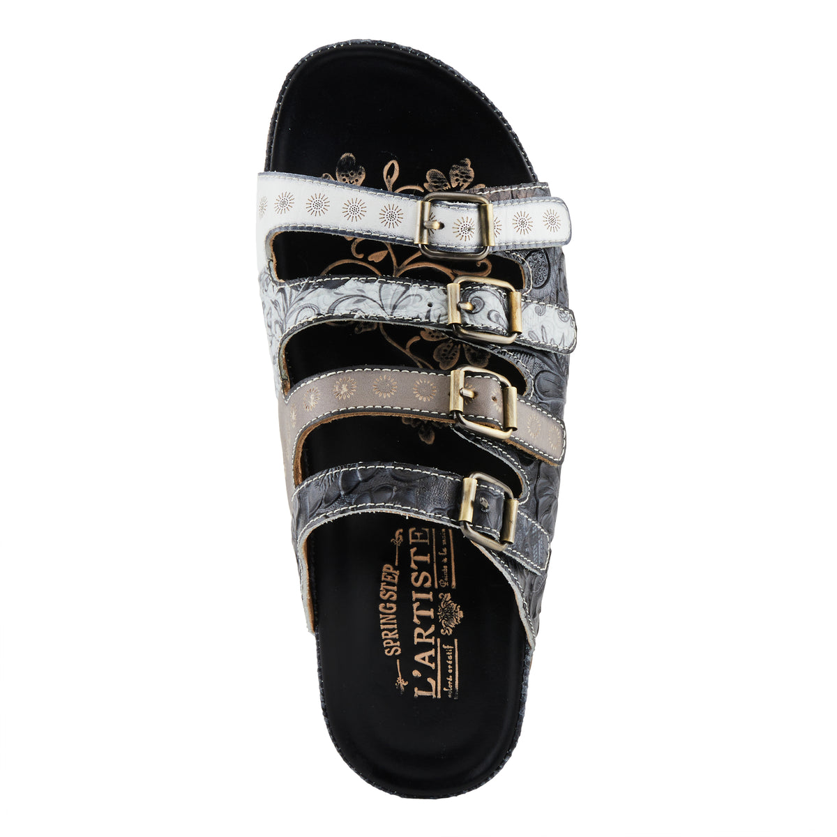 L'Artiste L'ARTISTE CHAIMA SANDALS sandal in black multi with handcrafted leather design