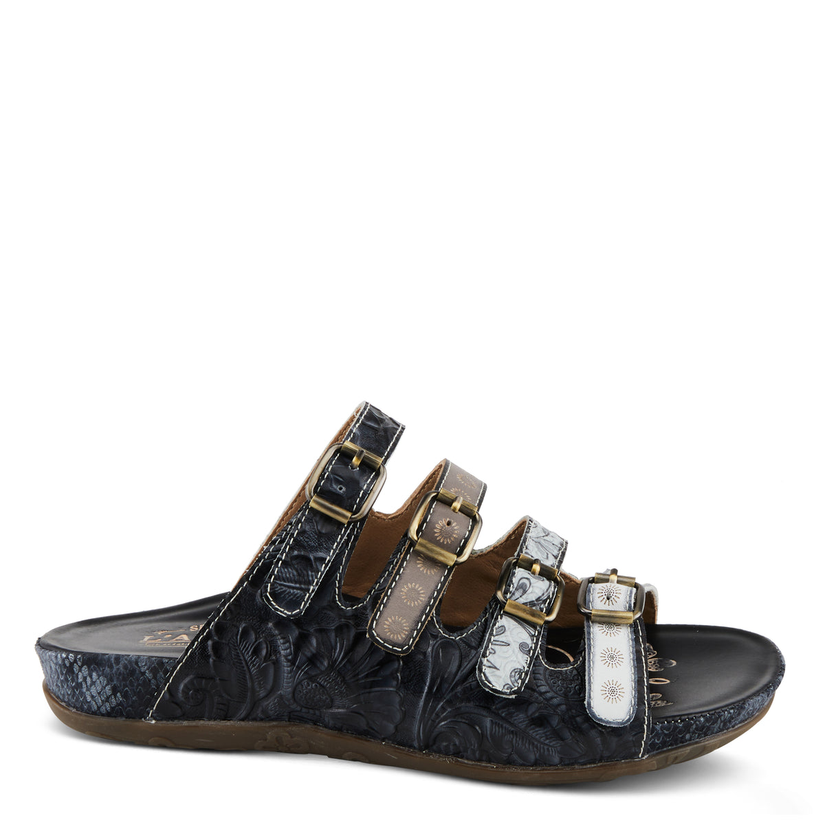 L'Artiste L'ARTISTE CHAIMA SANDALS sandal in black multi with handcrafted leather design