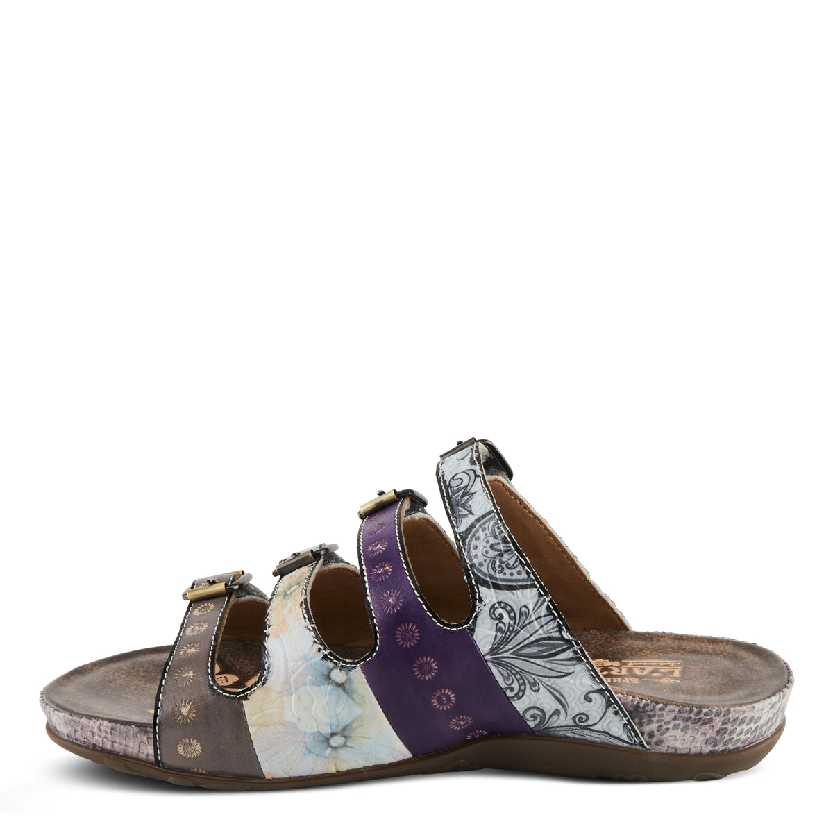 L'Artiste L'ARTISTE CHAIMA SANDALS sandal in grey multi with handcrafted leather design