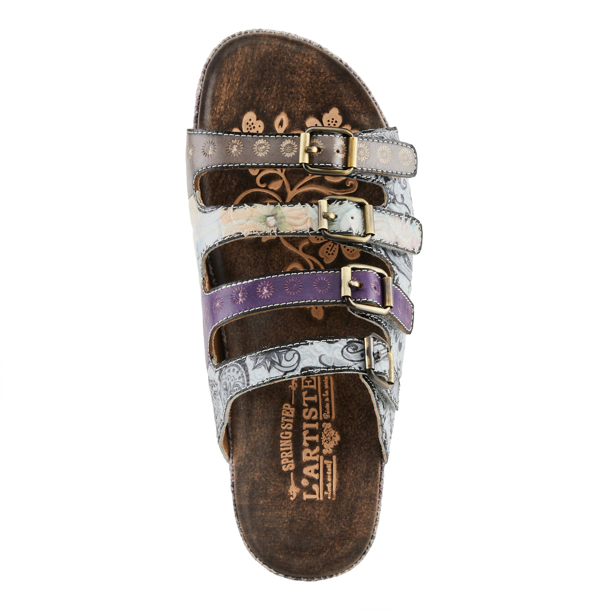 L'Artiste L'ARTISTE CHAIMA SANDALS sandal in grey multi with handcrafted leather design