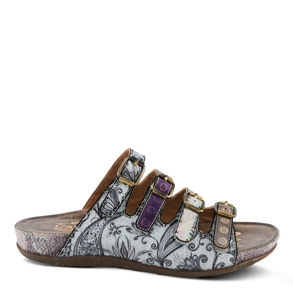 L'Artiste L'ARTISTE CHAIMA SANDALS sandal in grey multi with handcrafted leather design