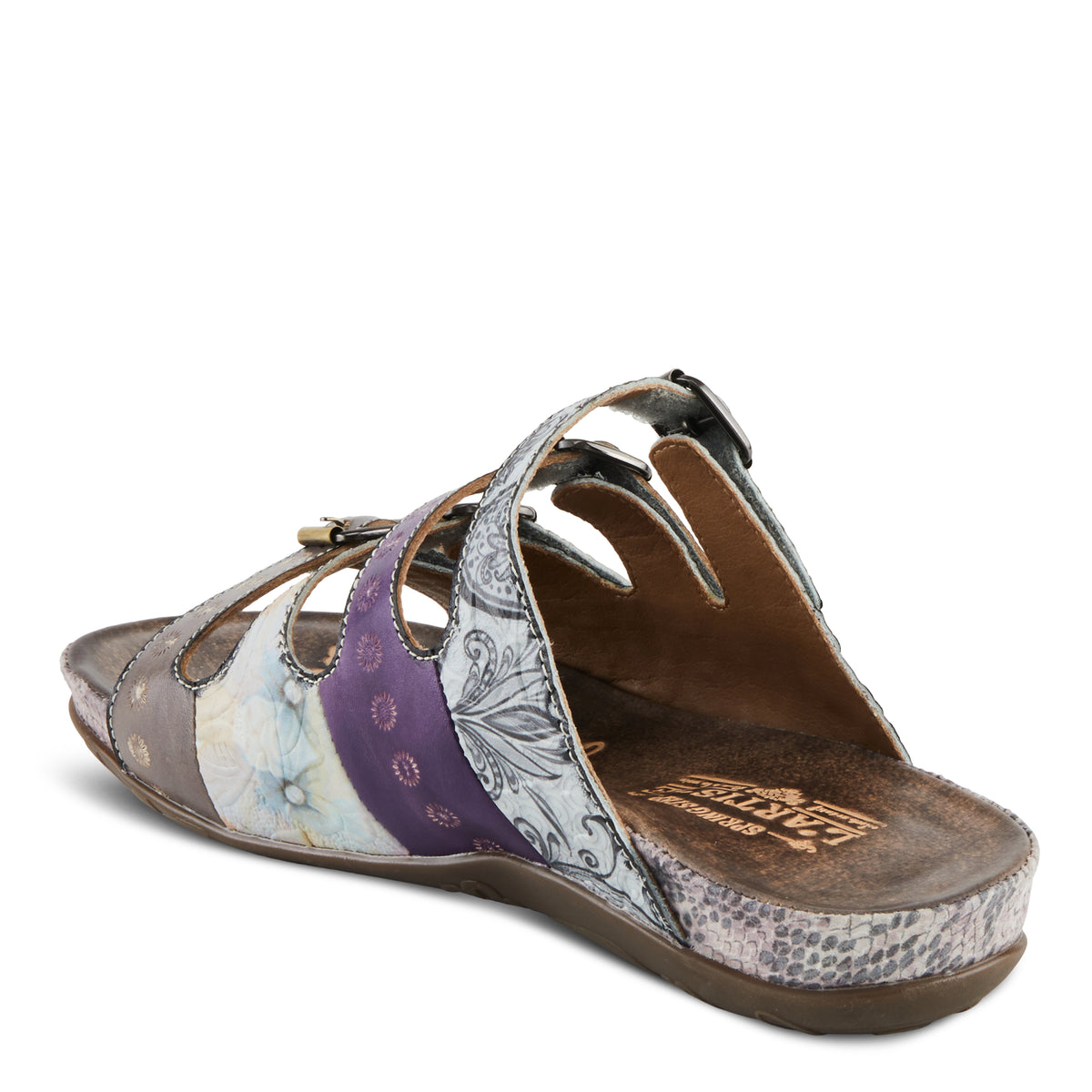 L'Artiste L'ARTISTE CHAIMA SANDALS sandal in grey multi with handcrafted leather design