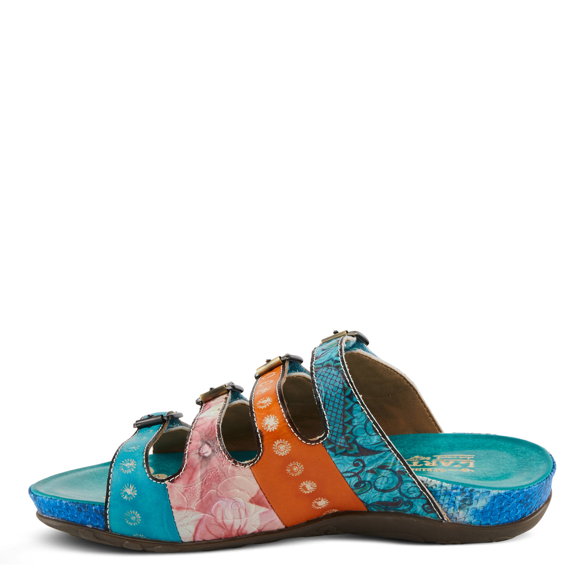 L'Artiste L'ARTISTE CHAIMA SANDALS sandal in turquoise multi with handcrafted leather design