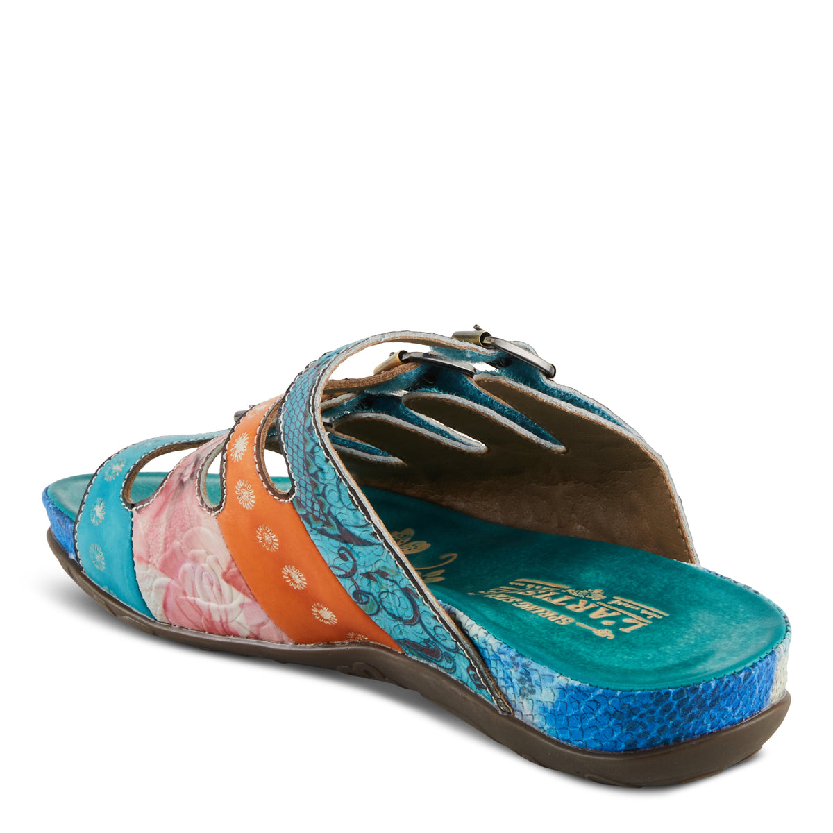 L'Artiste L'ARTISTE CHAIMA SANDALS sandal in turquoise multi with handcrafted leather design