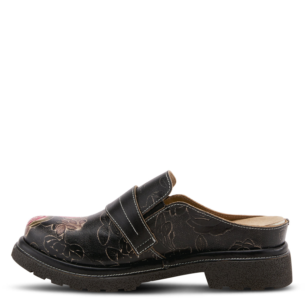L'Artiste L'ARTISTE COMFICUTE MULES shoe in red multi with handcrafted leather design