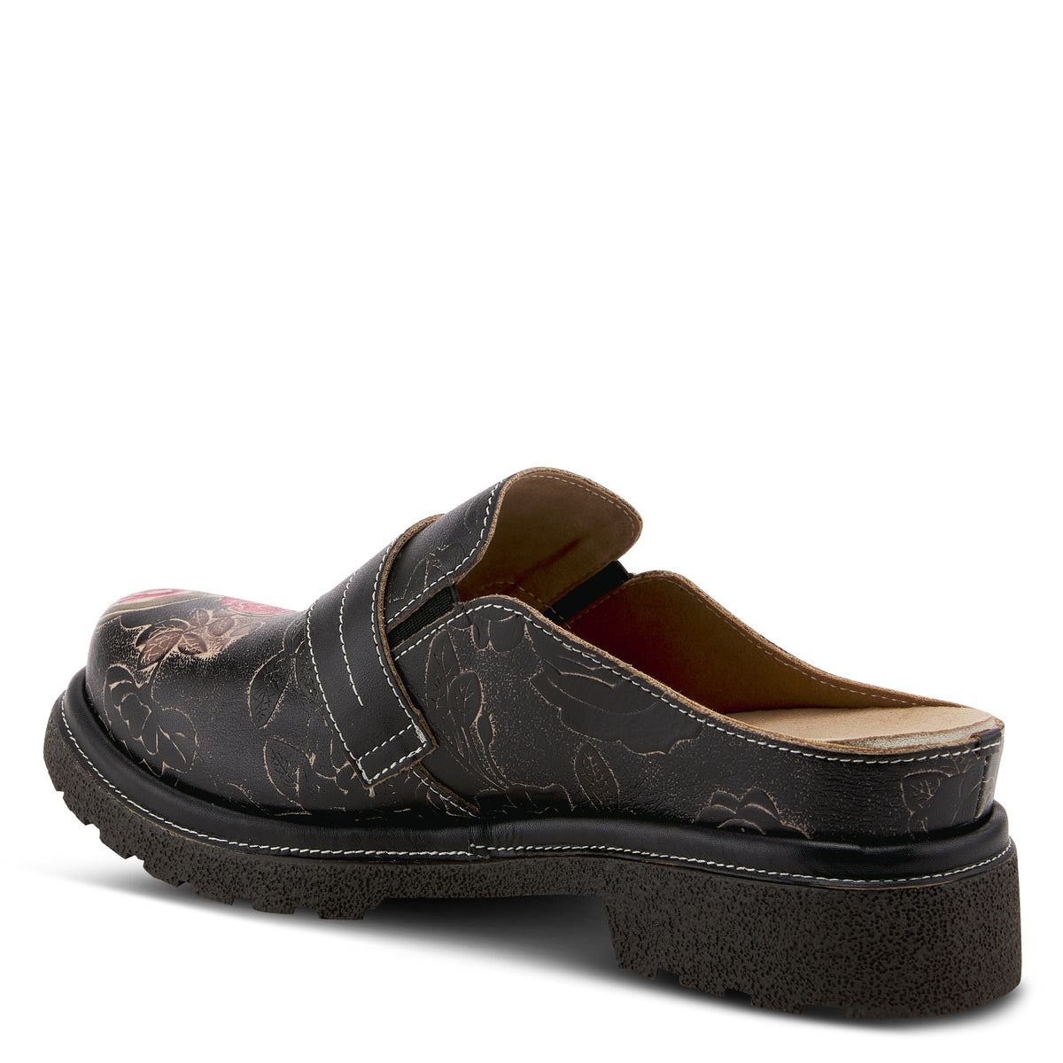 L'Artiste L'ARTISTE COMFICUTE MULES shoe in black multi with handcrafted leather design