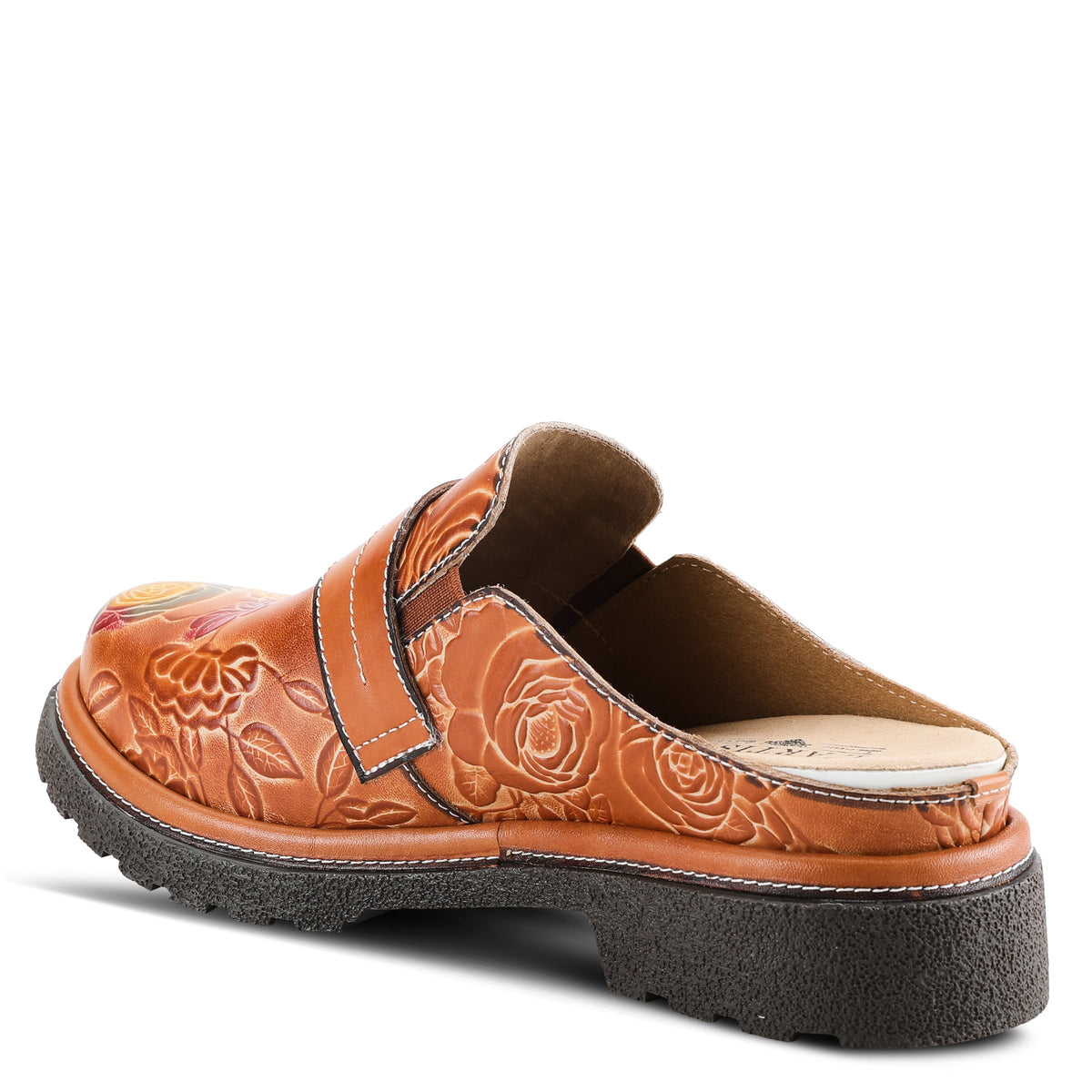 L'Artiste L'ARTISTE COMFICUTE MULES shoe in camel multi with handcrafted leather design