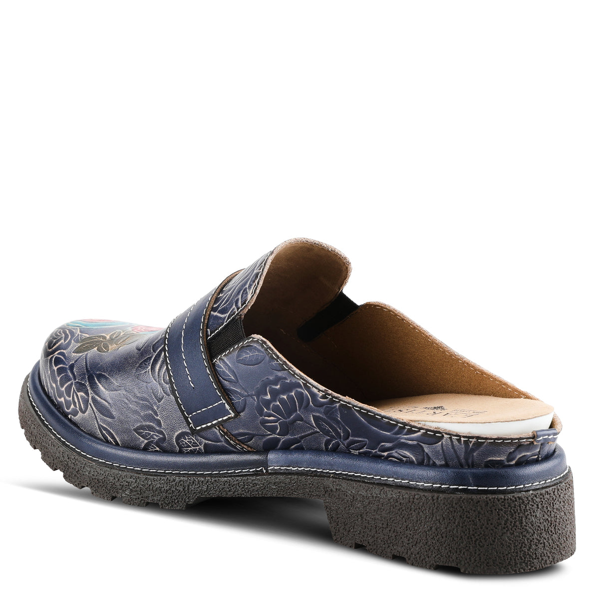 L'Artiste L'ARTISTE COMFICUTE MULES shoe in navy multi with handcrafted leather design