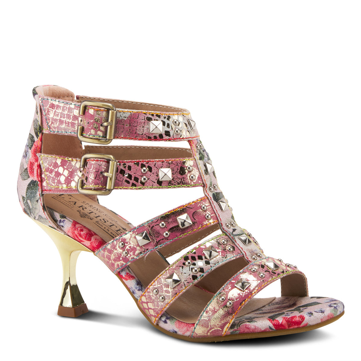 L'Artiste L'ARTISTE DELECTABLE GLADIATOR SANDALS sandal in pink multi with handcrafted leather design