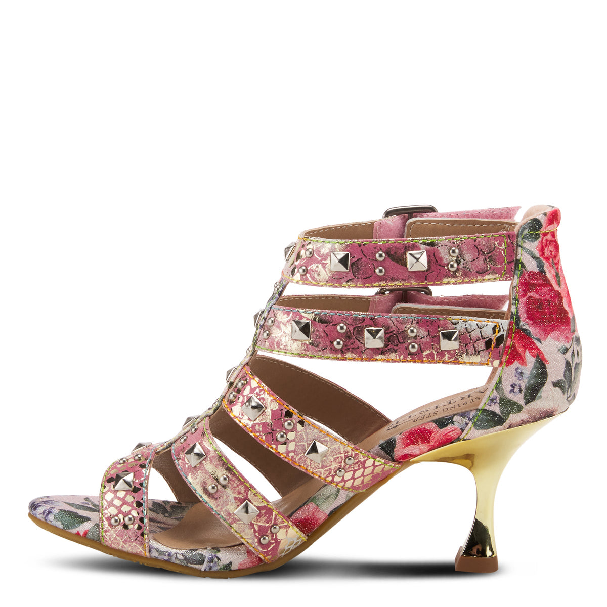 L'Artiste L'ARTISTE DELECTABLE GLADIATOR SANDALS sandal in pink multi with handcrafted leather design