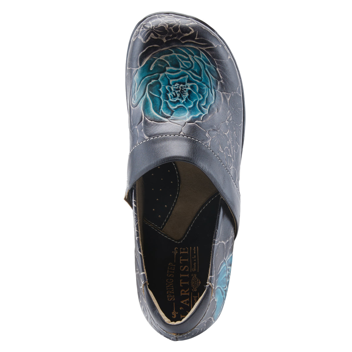 L'Artiste L`ARTISTE ELKAYJAY SLIP-ON CLOGS shoe in black multi with handcrafted leather design