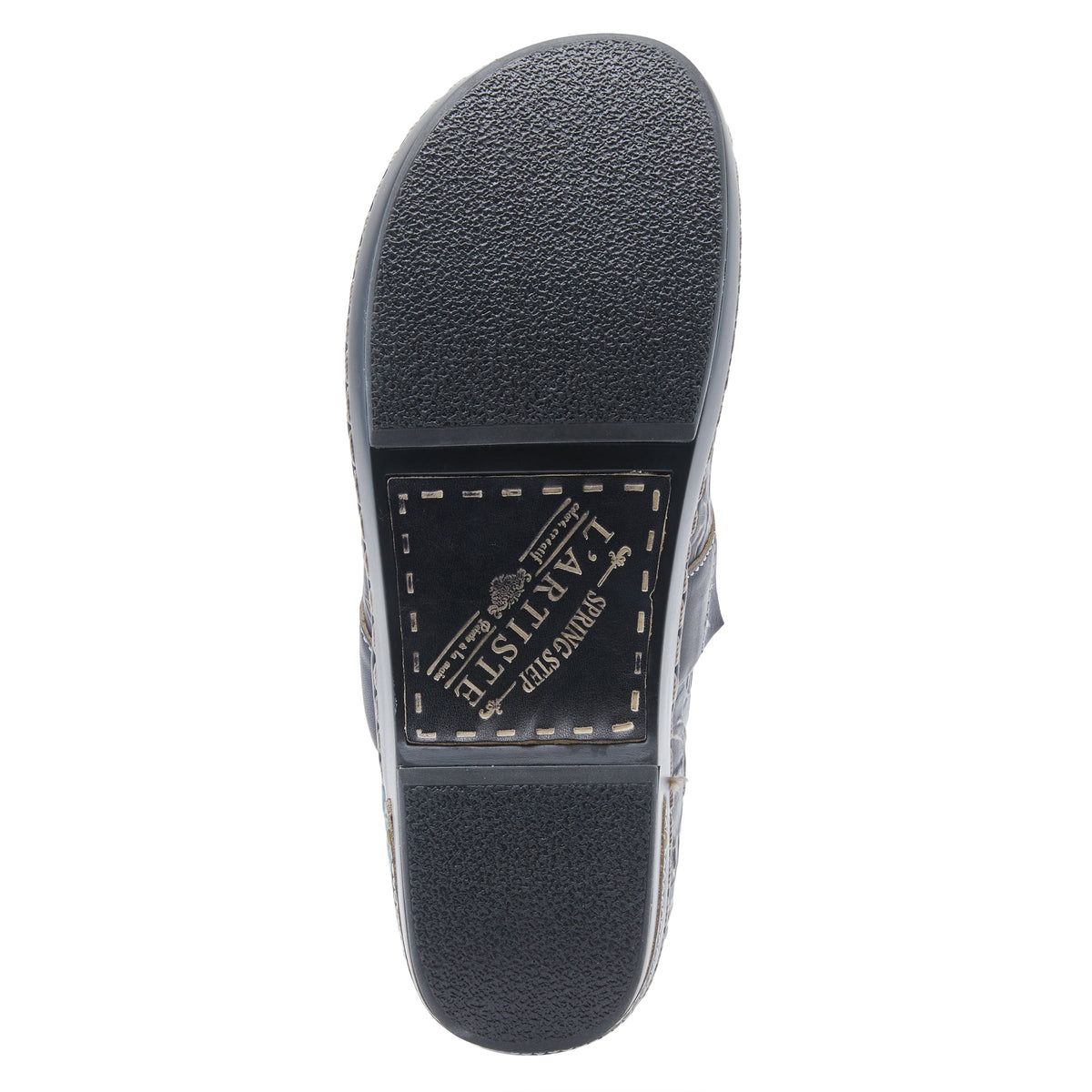 L'Artiste L`ARTISTE ELKAYJAY SLIP-ON CLOGS shoe in black multi with handcrafted leather design