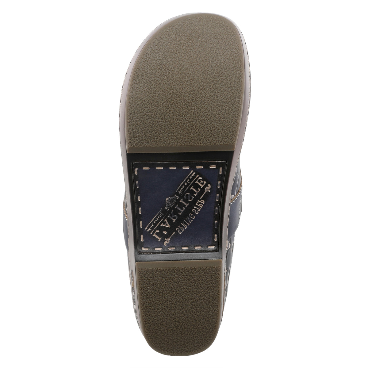 L'Artiste L`ARTISTE ELKAYJAY SLIP-ON CLOGS shoe in navy multi with handcrafted leather design