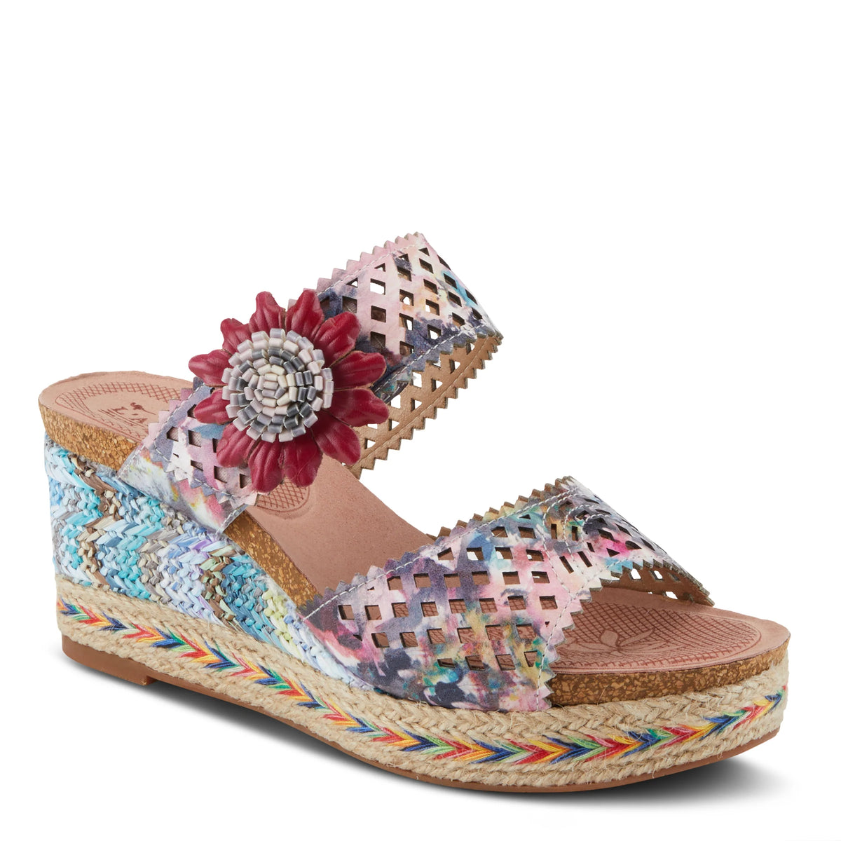 L'Artiste L'ARTISTE EVESGARDEN SANDALS sandal in pink multi with handcrafted leather design