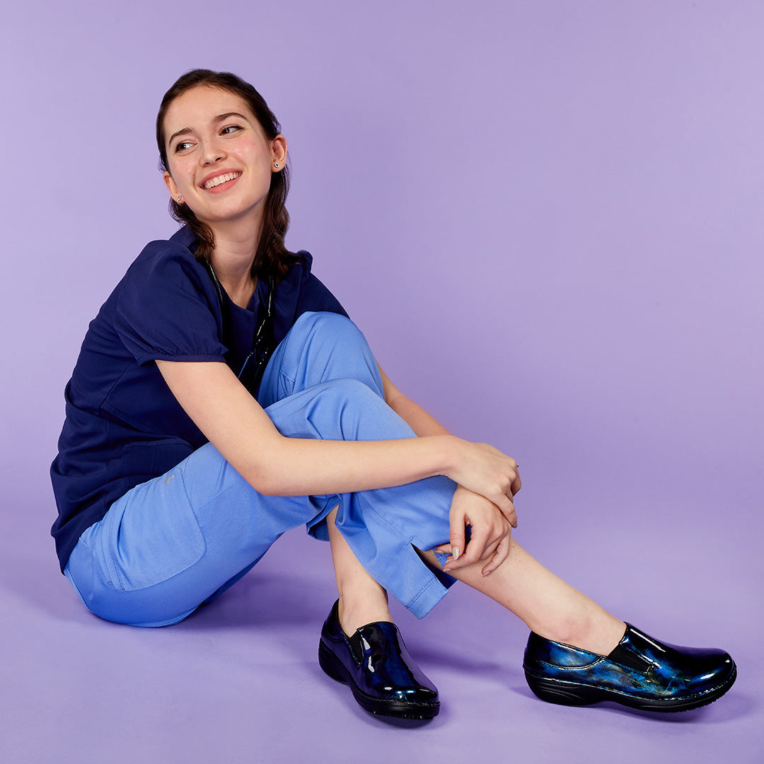 Spring Step Professional SPRING STEP PROFESSIONAL FERRARA-FOG SLIP-ON SHOE slip-on shoe in navy patent with slip-resistant outsole