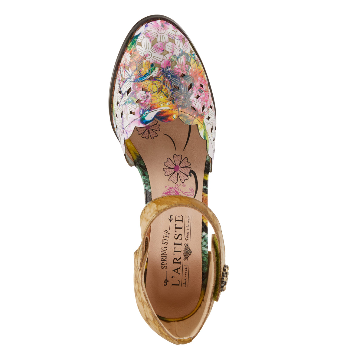 L'Artiste L'ARTISTE FLORAMARIA ANKLE STRAP SHOE shoe in blue multi with handcrafted leather design