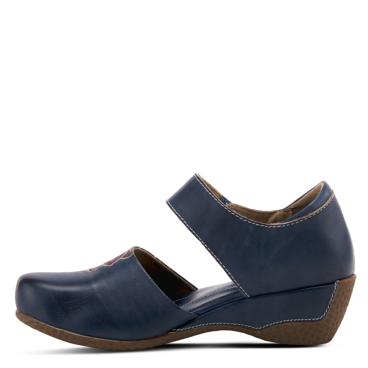L'Artiste L'ARTISTE GLOSS-LILIPAD MARY JANE SHOES shoe in navy with handcrafted leather design