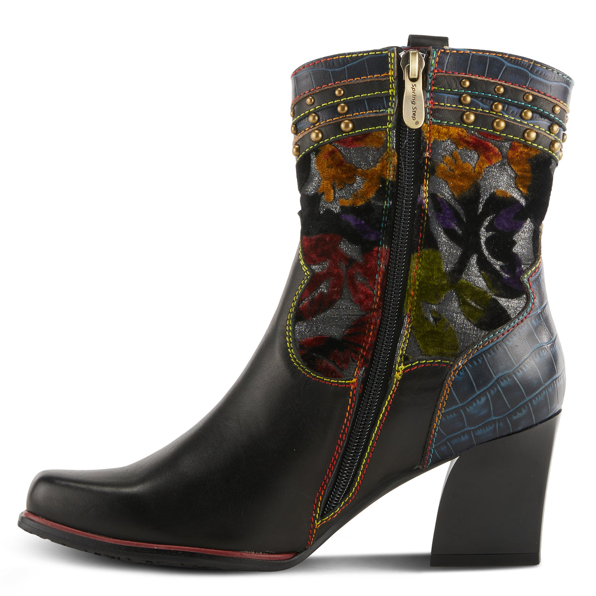 L'Artiste L'ARTISTE HAPPYTIME WESTERN BOOTIE boot in red multi with handcrafted leather design