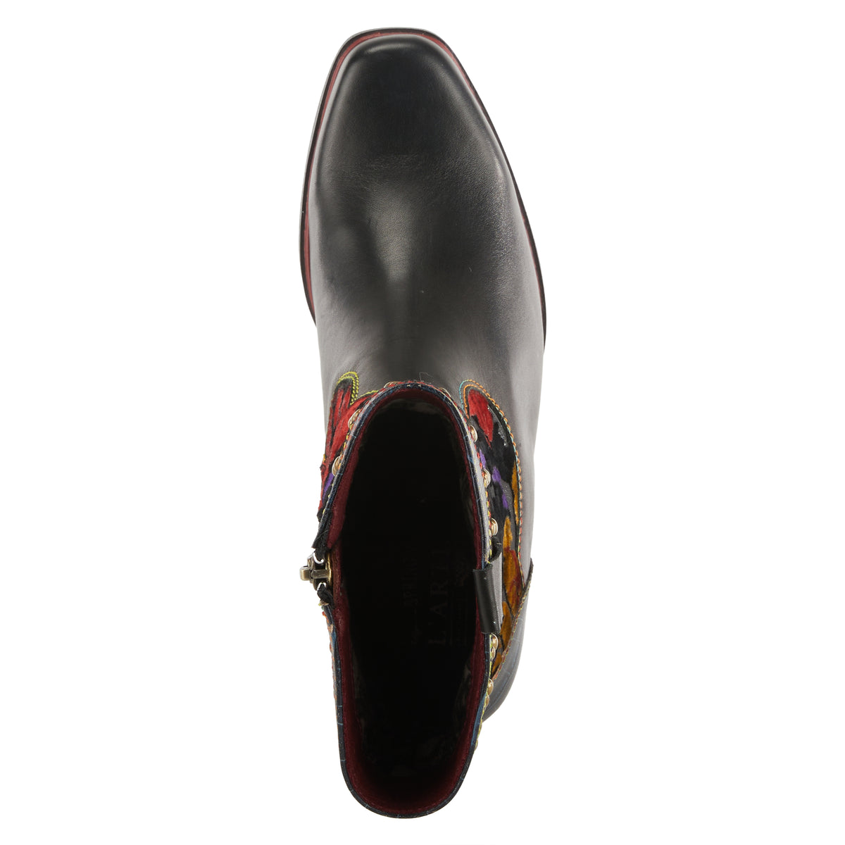 L'Artiste L'ARTISTE HAPPYTIME WESTERN BOOTIE boot in black multi with handcrafted leather design