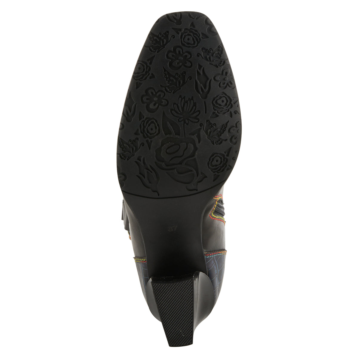 L'Artiste L'ARTISTE HAPPYTIME WESTERN BOOTIE boot in black multi with handcrafted leather design