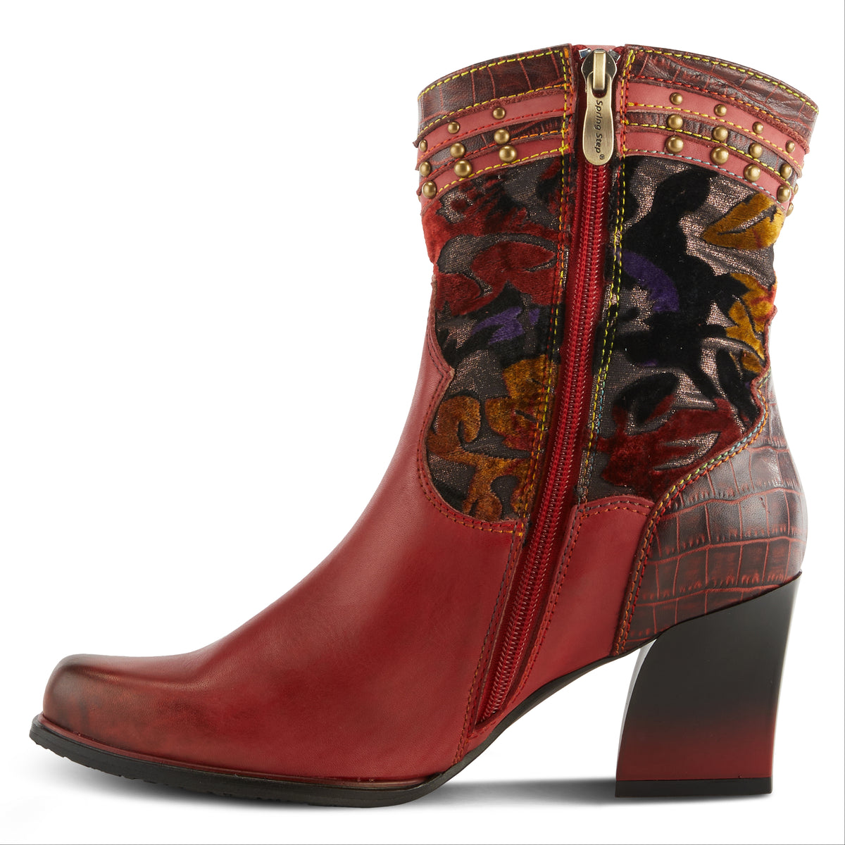 L'Artiste L'ARTISTE HAPPYTIME WESTERN BOOTIE boot in red multi with handcrafted leather design