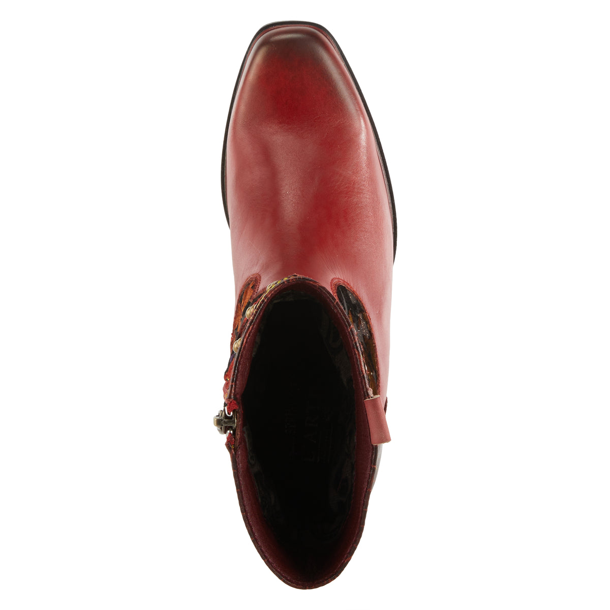 L'Artiste L'ARTISTE HAPPYTIME WESTERN BOOTIE boot in red multi with handcrafted leather design