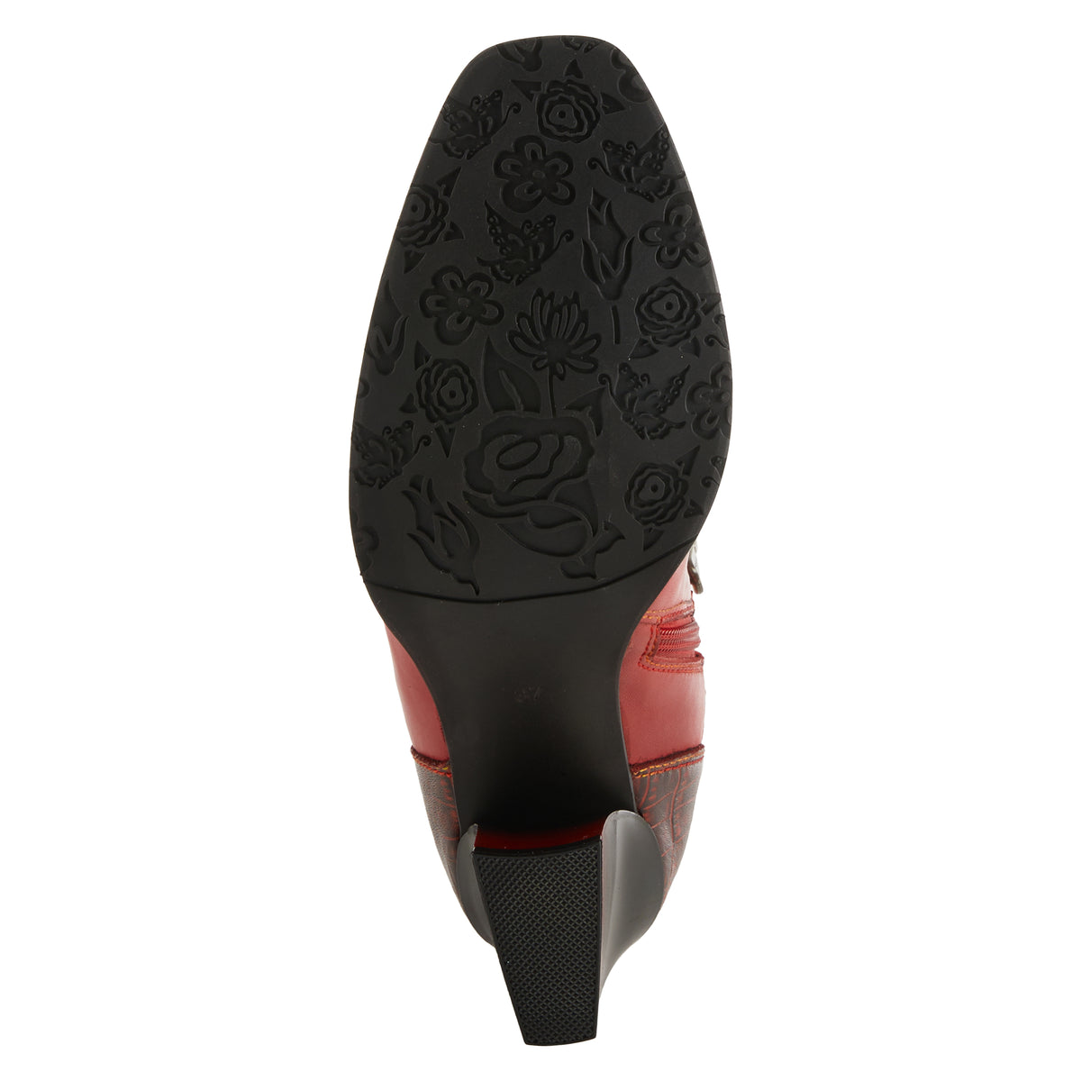 L'Artiste L'ARTISTE HAPPYTIME WESTERN BOOTIE boot in red multi with handcrafted leather design