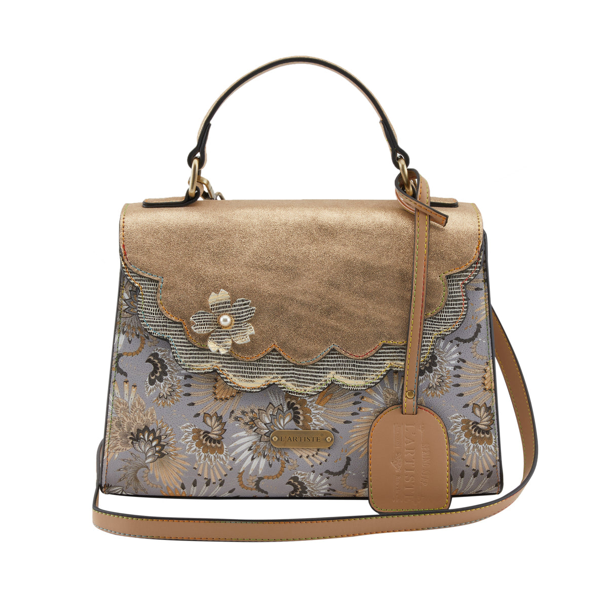 L'Artiste L'ARTISTE HB-POWER-GLITZ HANDBAGS shoe in gold multi with handcrafted leather design