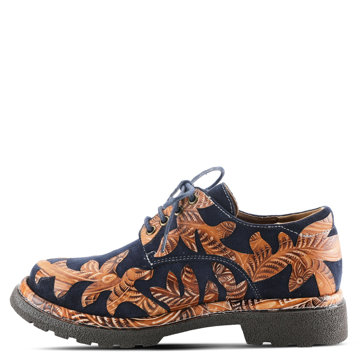 L'Artiste L'ARTISTE JIGSAW OXFORD SHOES shoe in navy multi with handcrafted leather design