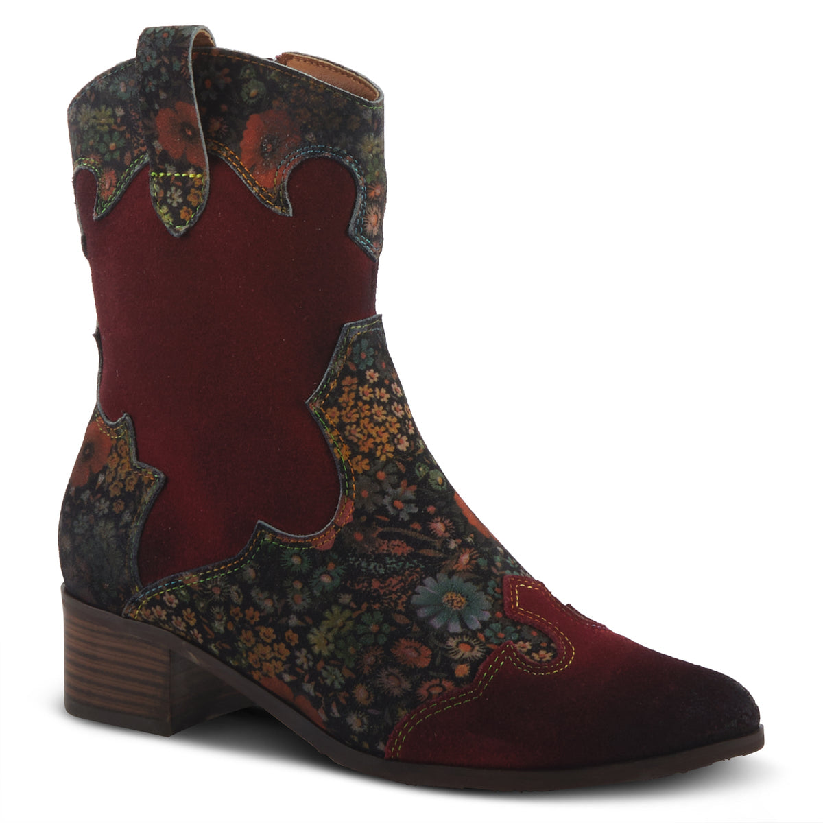 L'Artiste L'ARTISTE LADYLUCK WESTERN BOOTIES boot in tan multi suede with handcrafted leather design