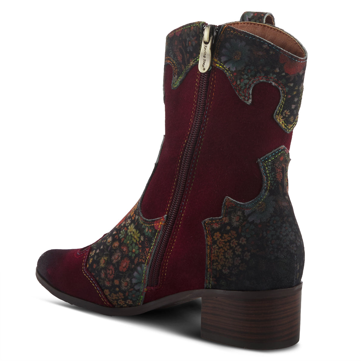 L'Artiste L'ARTISTE LADYLUCK WESTERN BOOTIES boot in bordeaux multi suede with handcrafted leather design