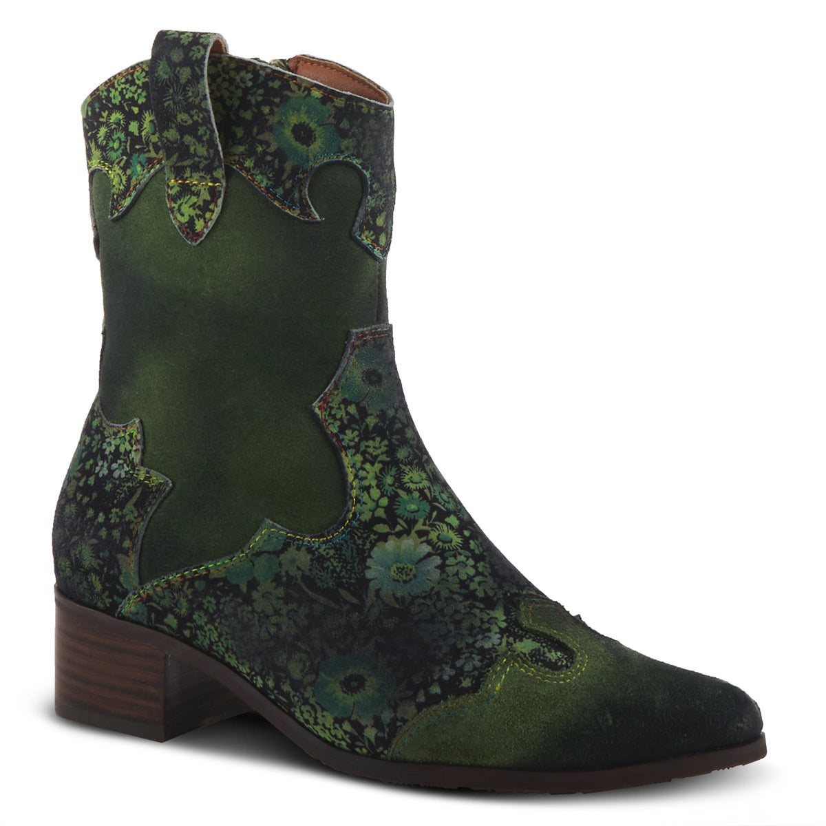 L'Artiste L'ARTISTE LADYLUCK WESTERN BOOTIES boot in navy multi suede with handcrafted leather design