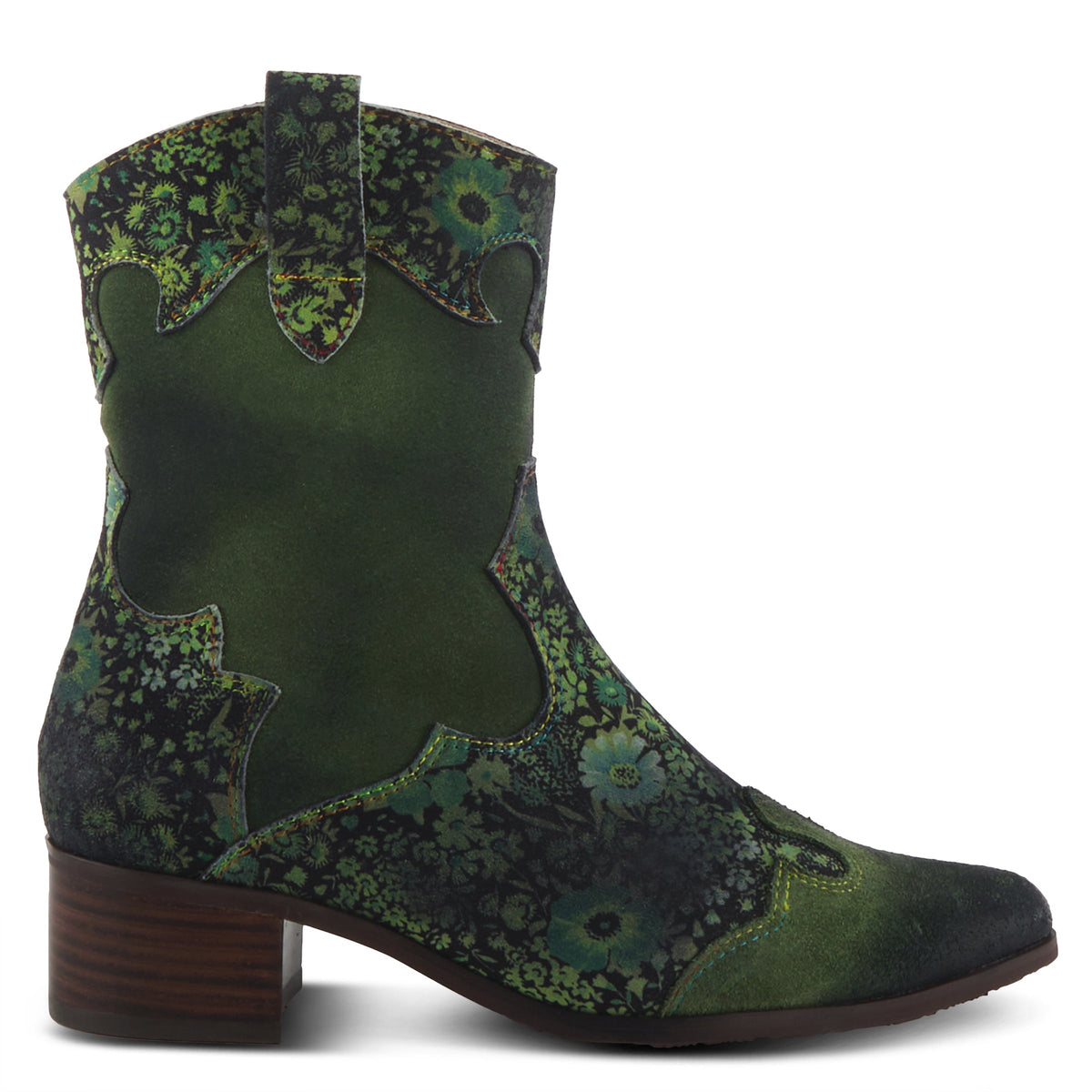 L'Artiste L'ARTISTE LADYLUCK WESTERN BOOTIES boot in navy multi suede with handcrafted leather design