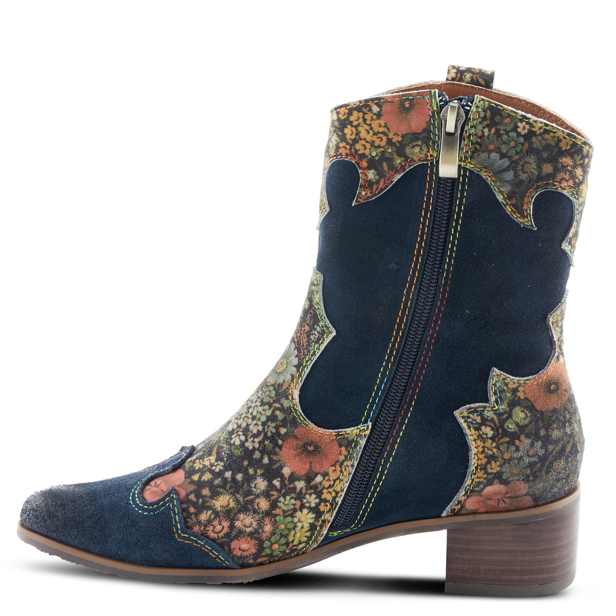 L'Artiste L'ARTISTE LADYLUCK WESTERN BOOTIES boot in bordeaux multi suede with handcrafted leather design