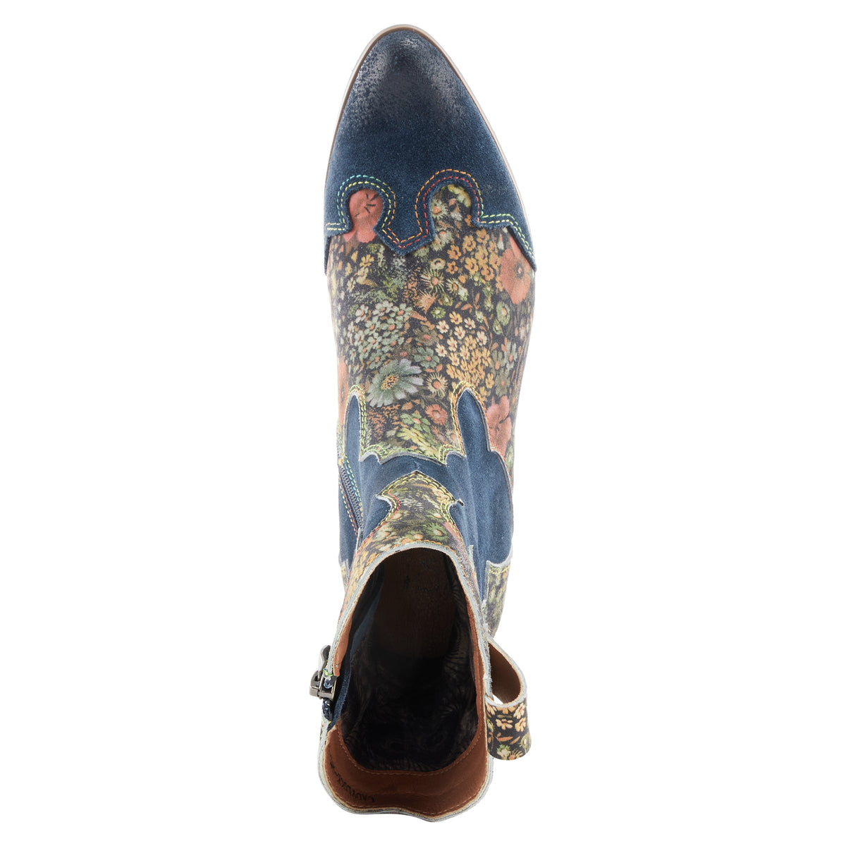 L'Artiste L'ARTISTE LADYLUCK WESTERN BOOTIES boot in bordeaux multi suede with handcrafted leather design