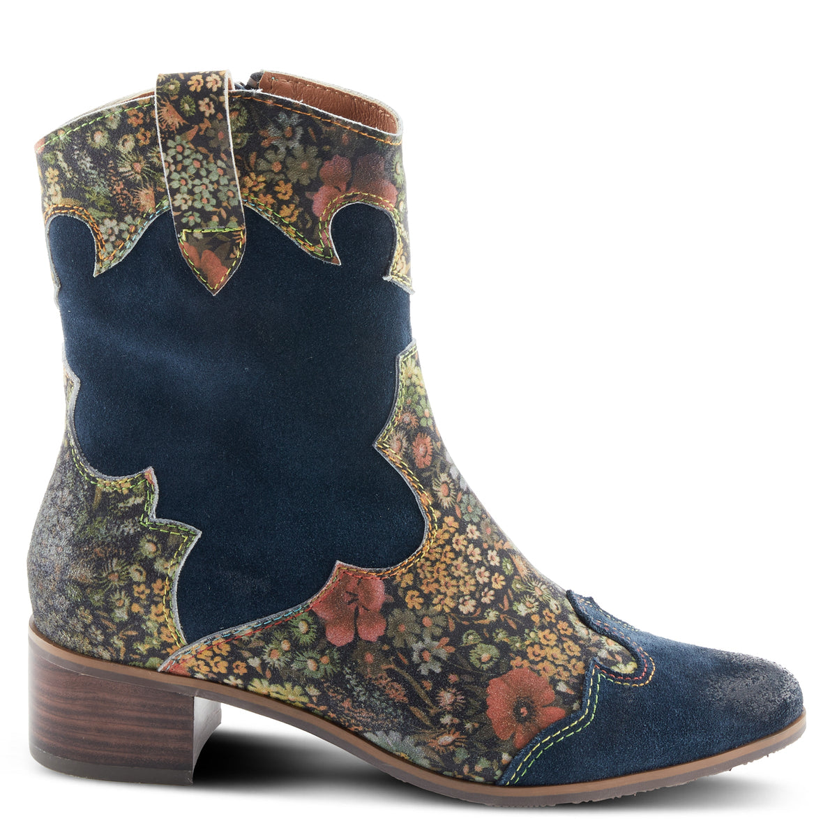 L'Artiste L'ARTISTE LADYLUCK WESTERN BOOTIES boot in bordeaux multi suede with handcrafted leather design