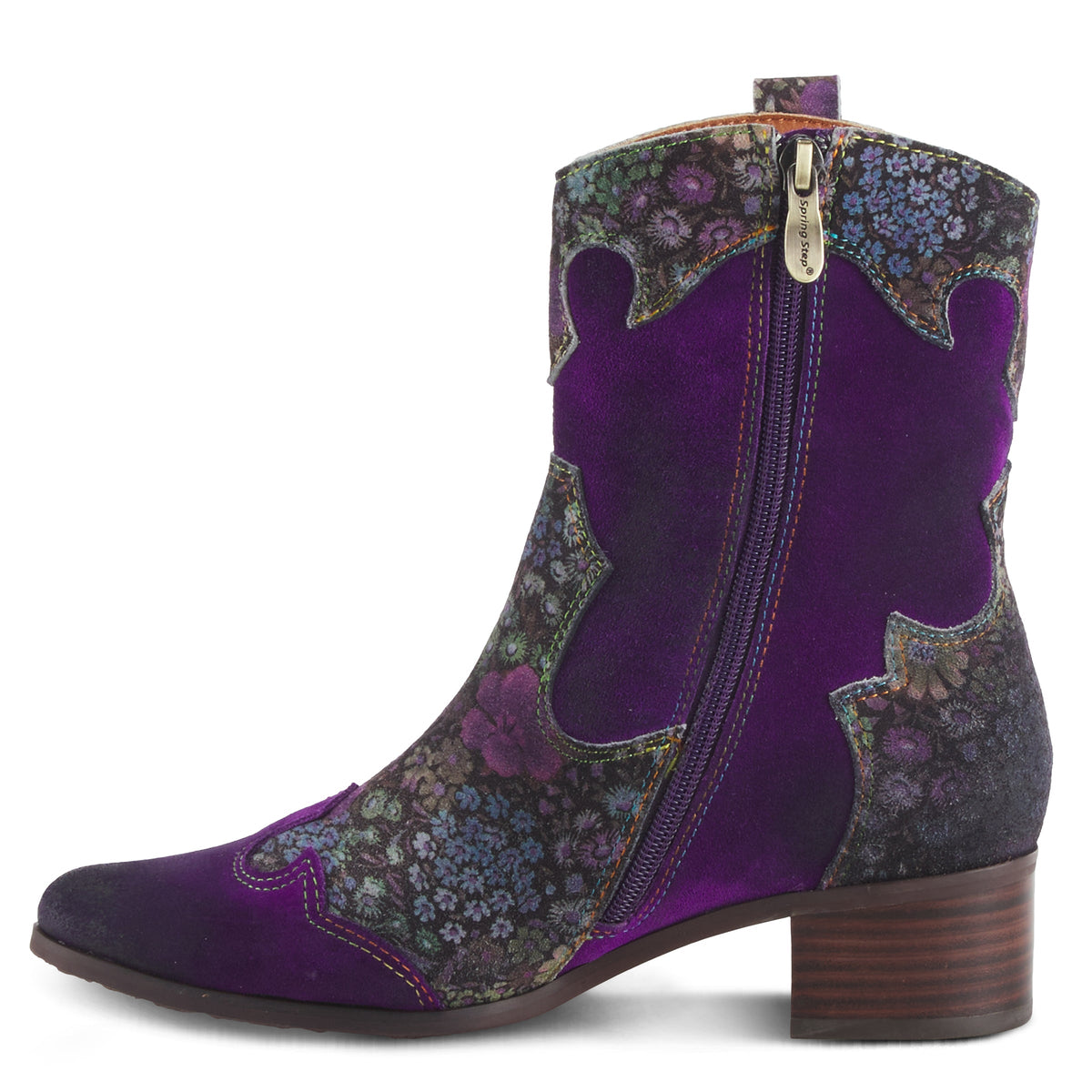 L'Artiste L'ARTISTE LADYLUCK WESTERN BOOTIES boot in navy multi suede with handcrafted leather design