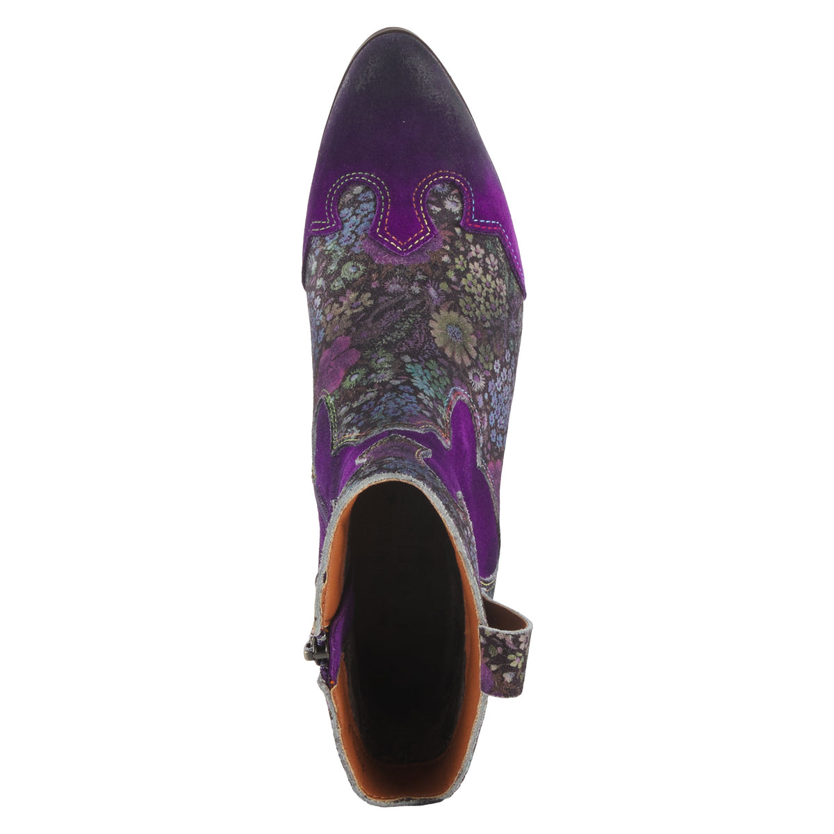L'Artiste L'ARTISTE LADYLUCK WESTERN BOOTIES boot in green multi suede with handcrafted leather design