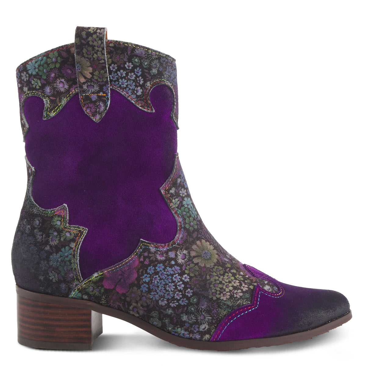 L'Artiste L'ARTISTE LADYLUCK WESTERN BOOTIES boot in green multi suede with handcrafted leather design