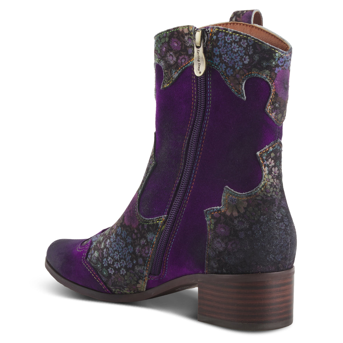 L'Artiste L'ARTISTE LADYLUCK WESTERN BOOTIES boot in green multi suede with handcrafted leather design