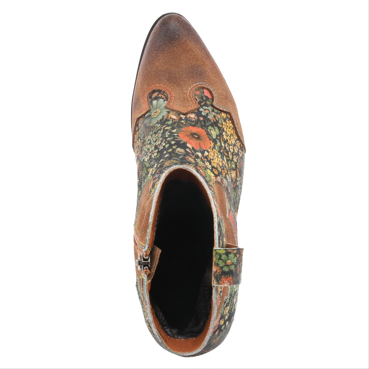 L'Artiste L'ARTISTE LADYLUCK WESTERN BOOTIES boot in tan multi suede with handcrafted leather design