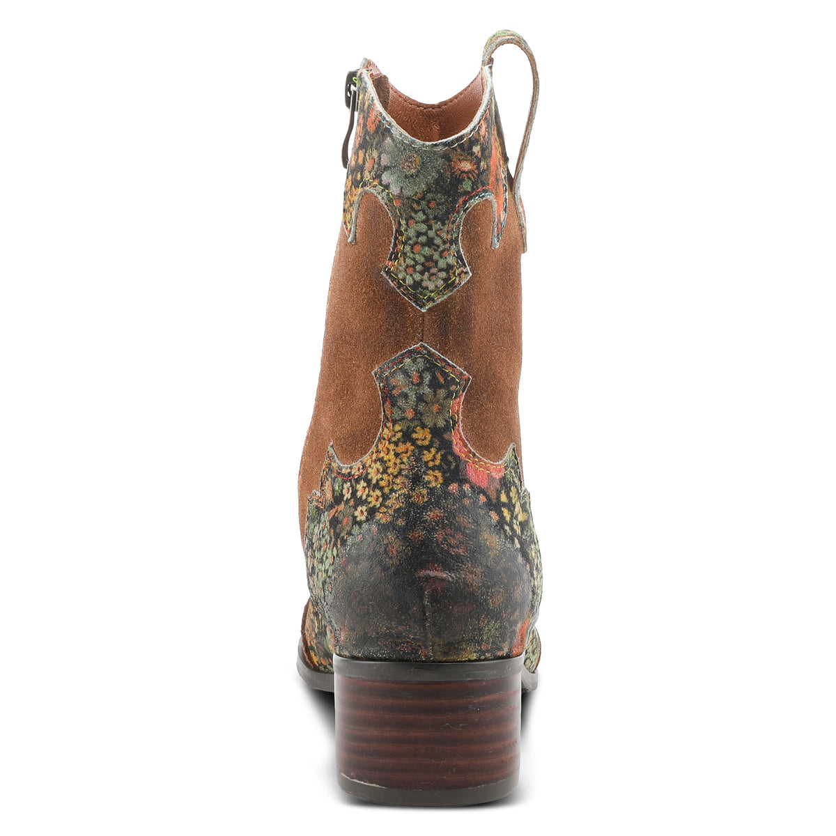 L'Artiste L'ARTISTE LADYLUCK WESTERN BOOTIES boot in tan multi suede with handcrafted leather design