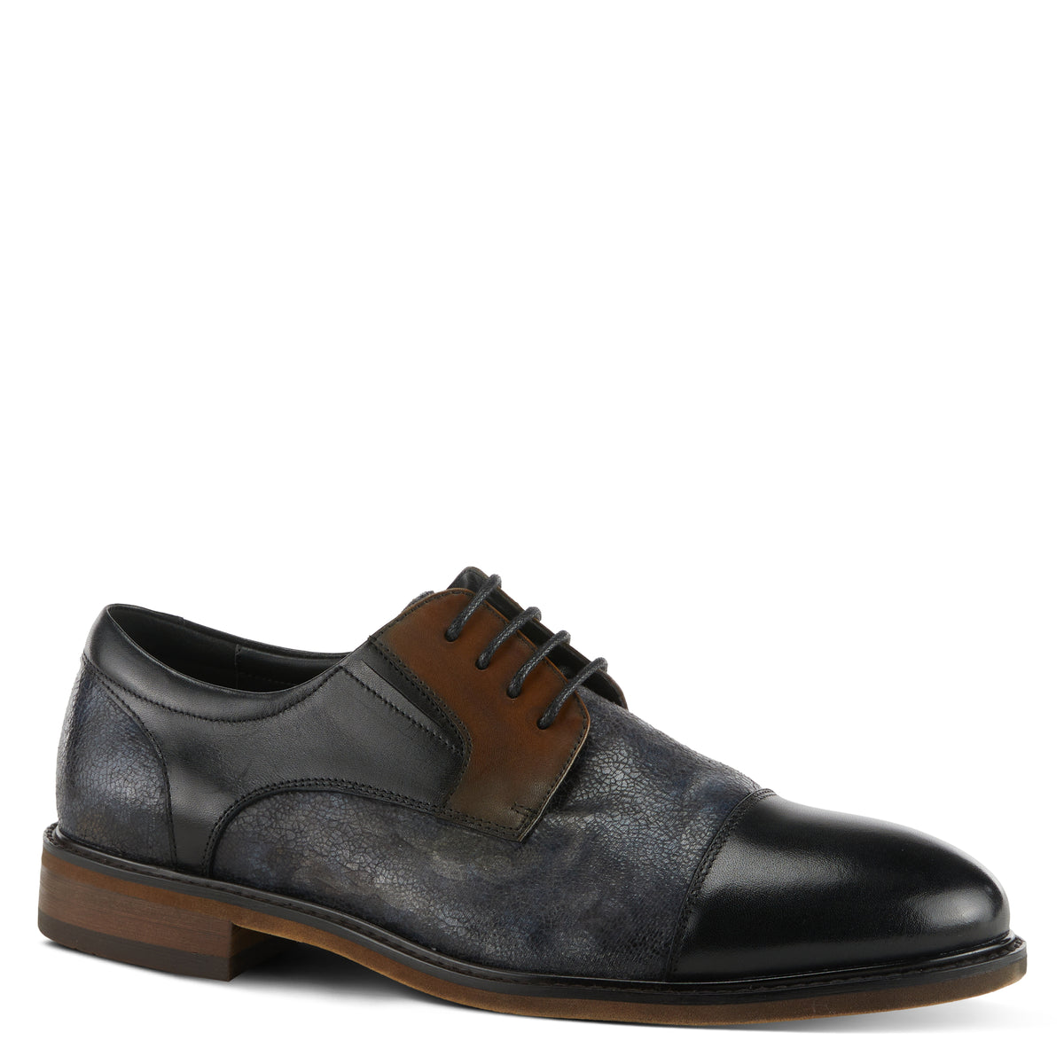 L'Artiste L'ARTISTE MEN LERON OXFORD SHOE shoe in black multi with handcrafted leather design