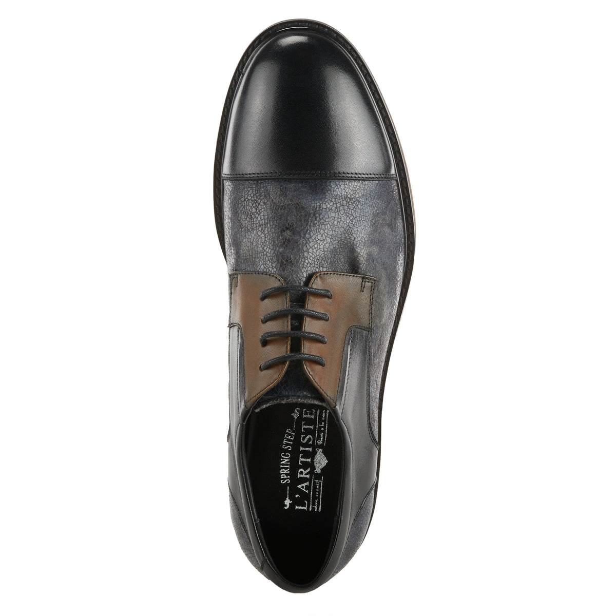 L'Artiste L'ARTISTE MEN LERON OXFORD SHOE shoe in black multi with handcrafted leather design